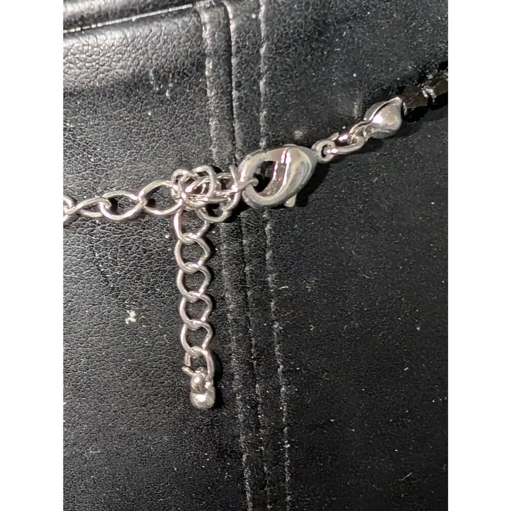 Blacked Faceted Glass Beads One Strand Into Two Necklace
